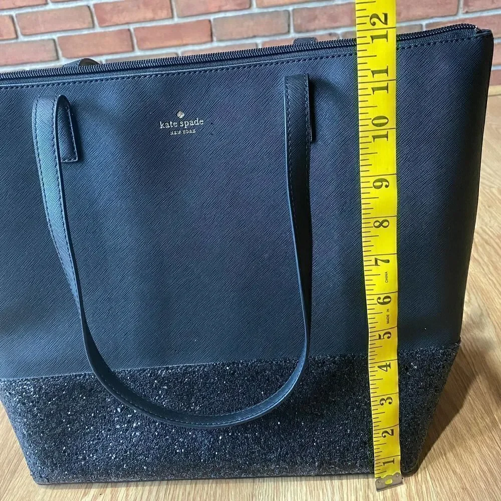 Kate Spade Greta Court Penny Glitter Large Tote Bag Black
